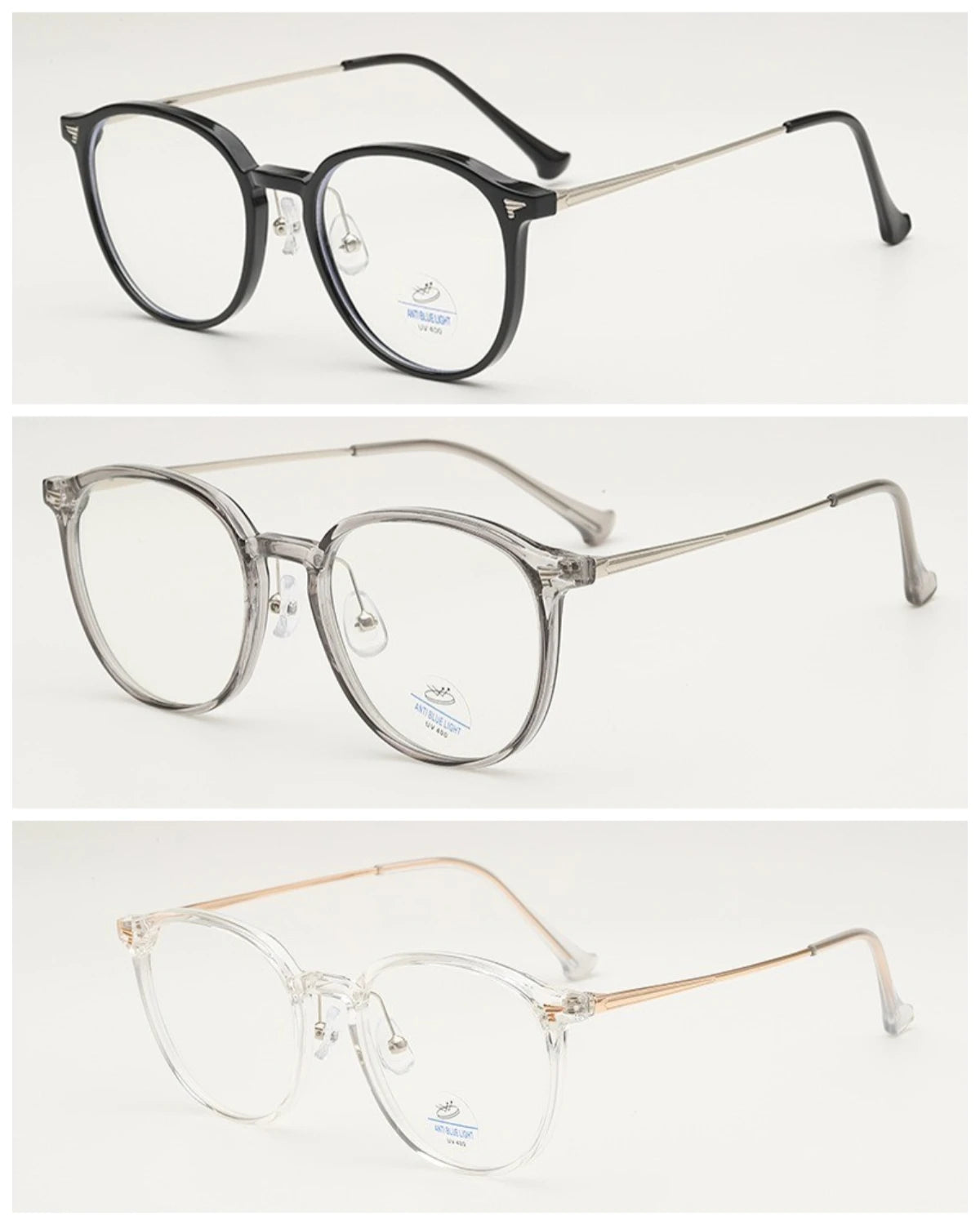 3pcs Women's Fashion Frame Ultra Light Oval Anti Blue Light Glasses Suitable for Daily Office Wear