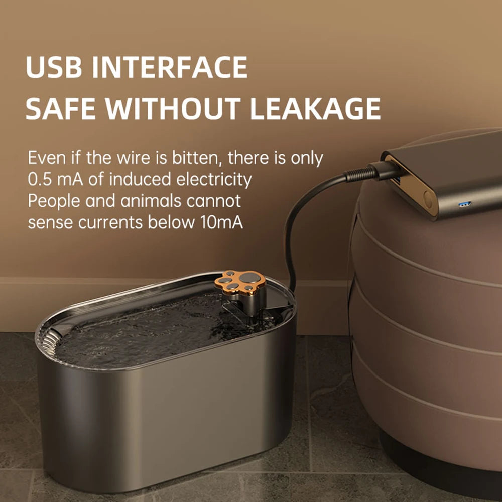 3L LED Light Ultra-Quiet Pets Water Fountain Smart Water Dispenser USB Electric