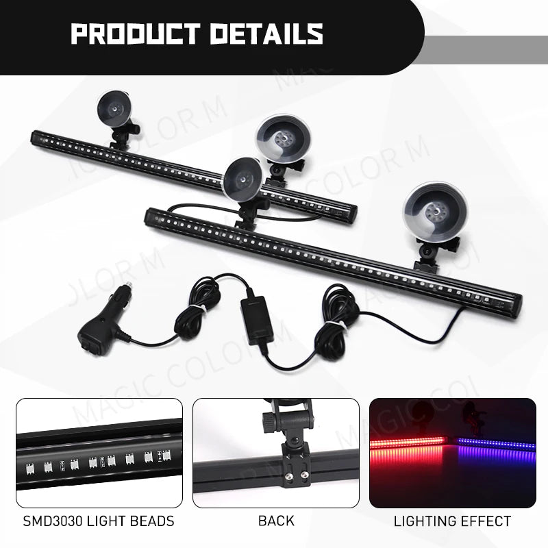 96 LED Car Strobe Light Emergency Flash Warning Lamp 2-in-1 3030 SMD Windshield Bar Auto Traffic Advisor Car Accessories 12V-24V