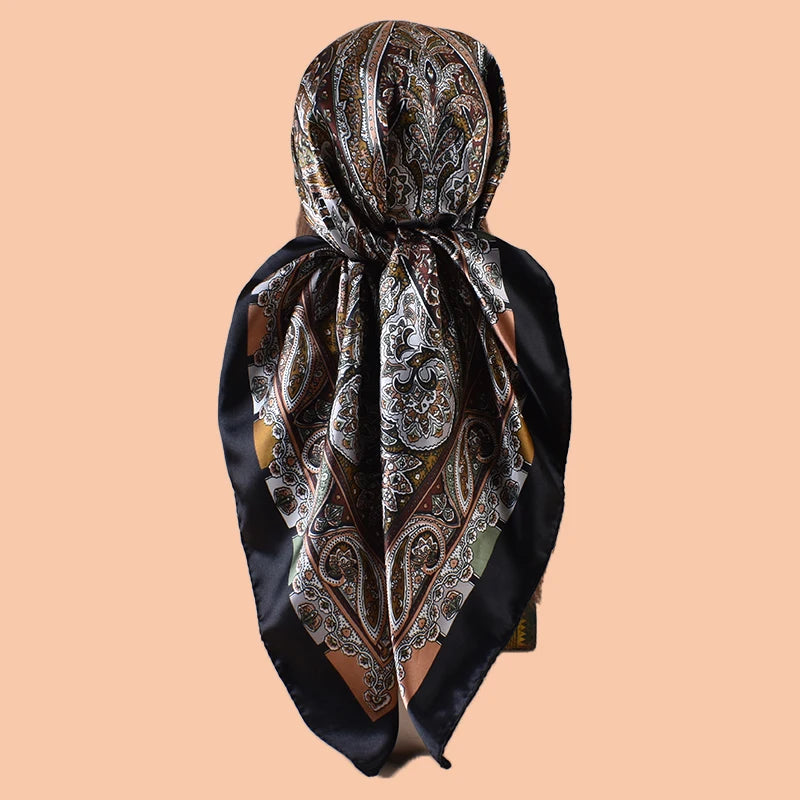 1PC Ladies Multicolor Paisley Print Woven Scarf Large Fashionable Headscarf Travel Party Silk Scarf