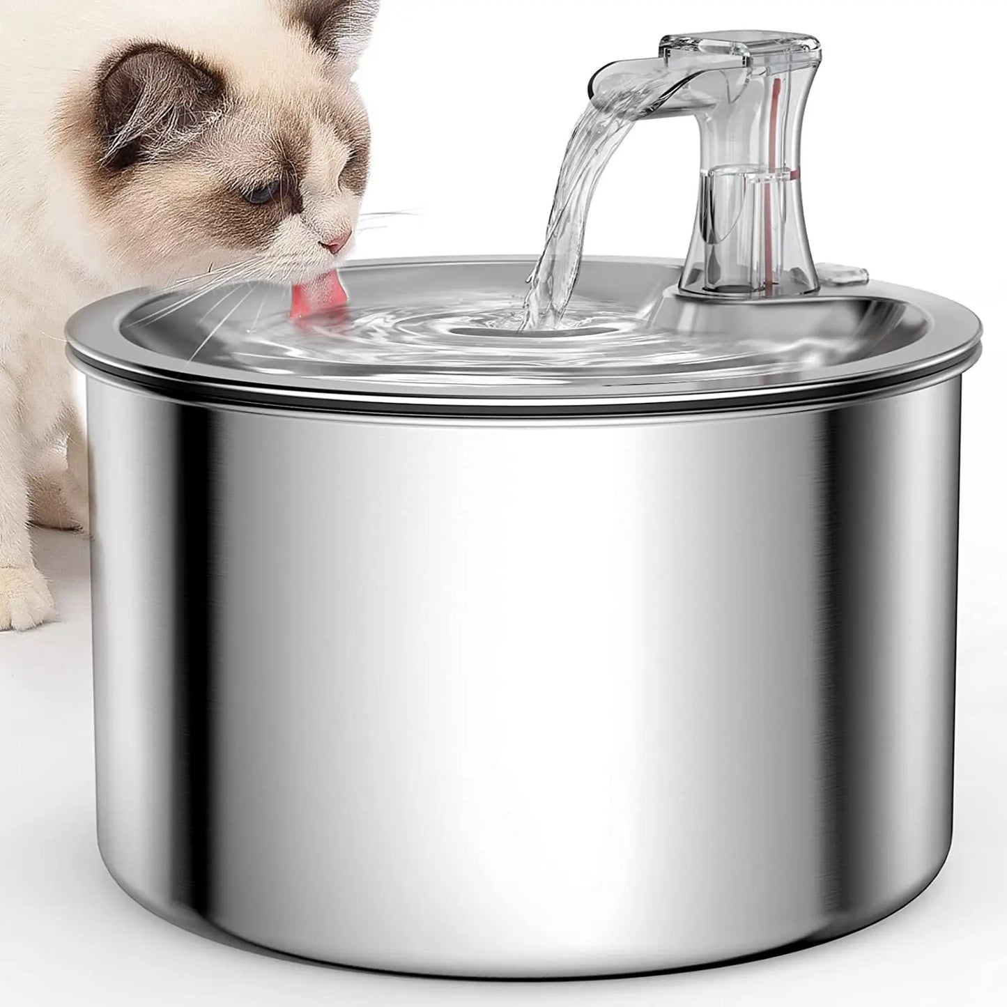 2L stainless steel pet water dispenser + Auto cat water fountain + sensor heater