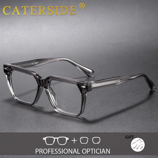 CATERSIDE Men's Retro Optical Sunglasses Tr-90 Thick Square Frame Prescription Glasses Women's Outdoor Versatile Myopia Eyeglass
