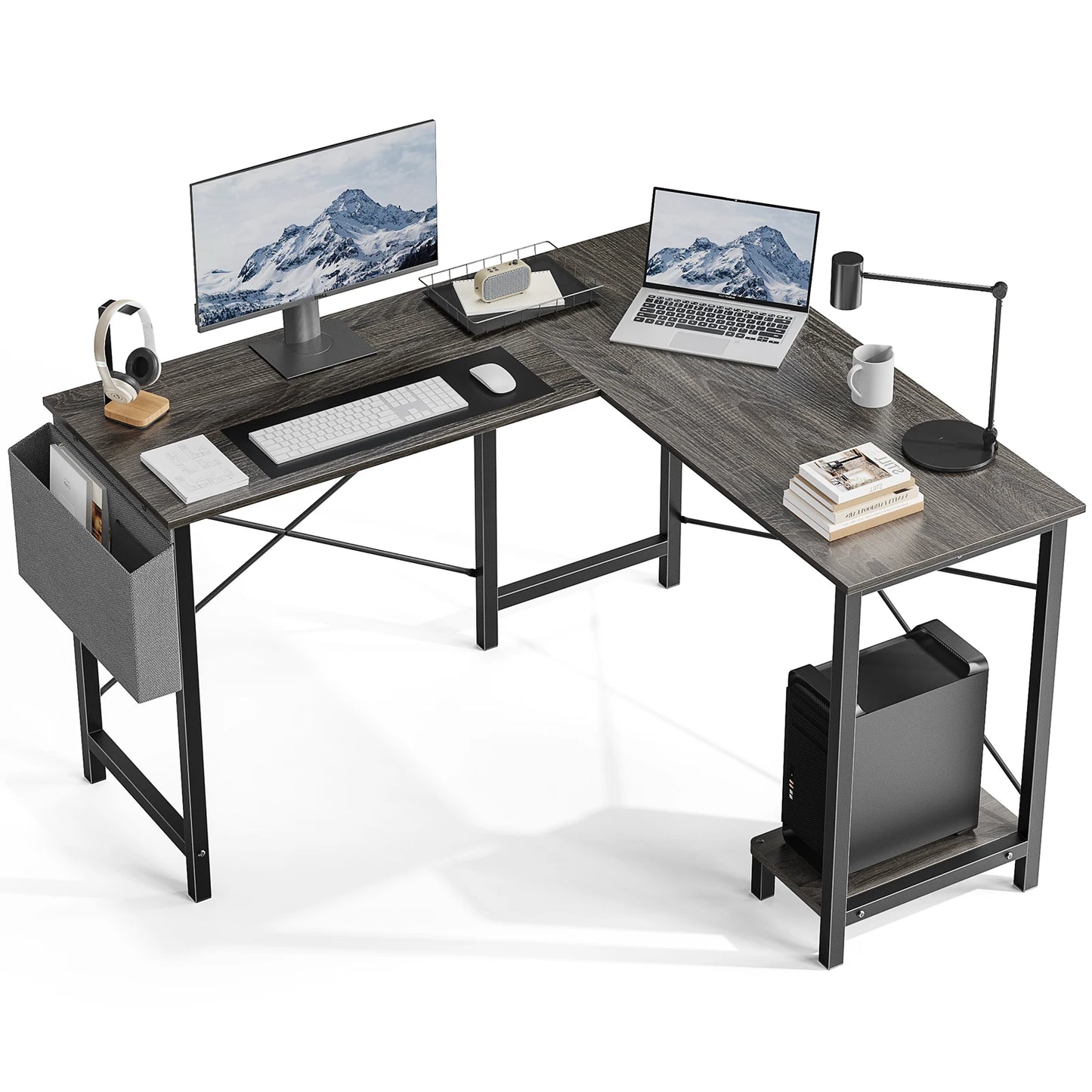 JHK Gaming Corner 50" Office Writing PC Wooden Table with CPU Storage Shelf
