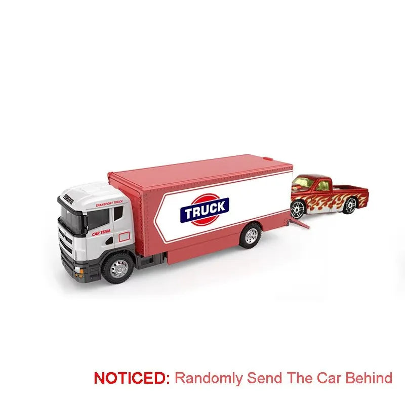 1:64 Container Trailer Alloy Diecast Model Toys Car Tailgate Can Be Lowered Pull Back Miniature Vehices Children's Surprise Gift