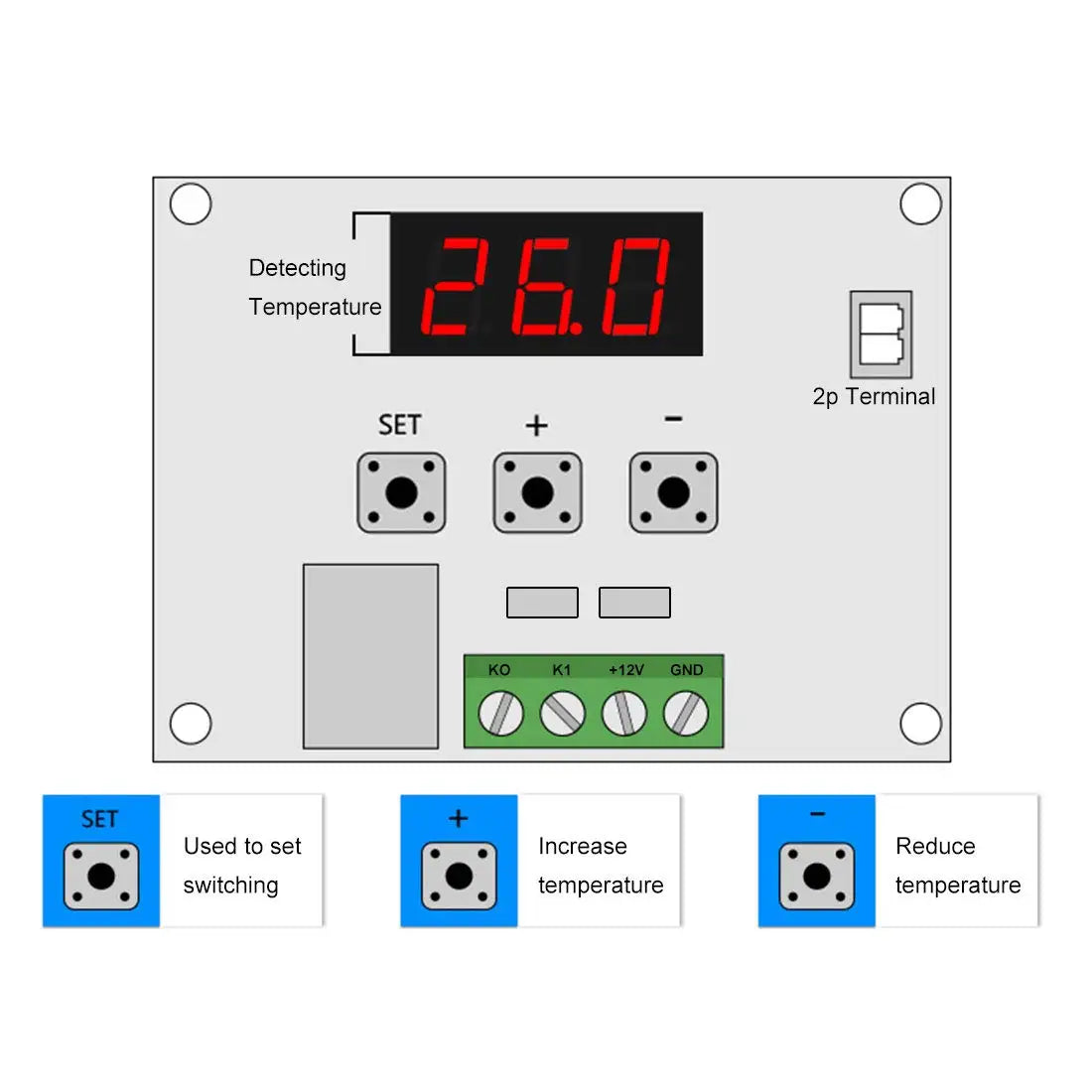 2/4PCS Temperature Controller Module with Case XH W1209 LED Display Digital Thermostat Module Waterproof NTC Probe -50~110℃