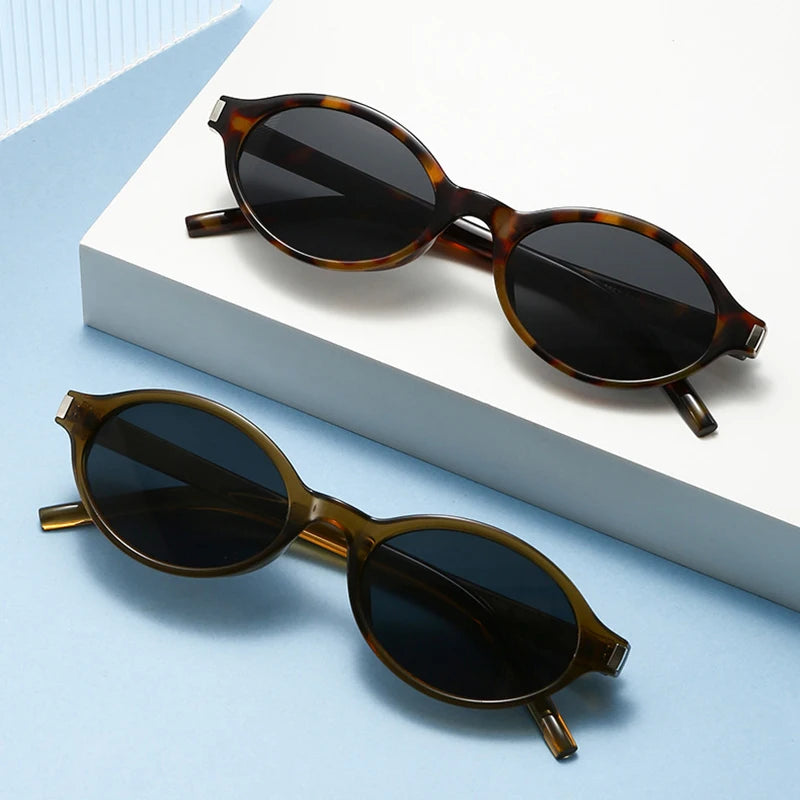 JNPCXI New Fashion Small Oval Sunglasses Women Shades UV400 Retro Punk Men Red Sun Glasses