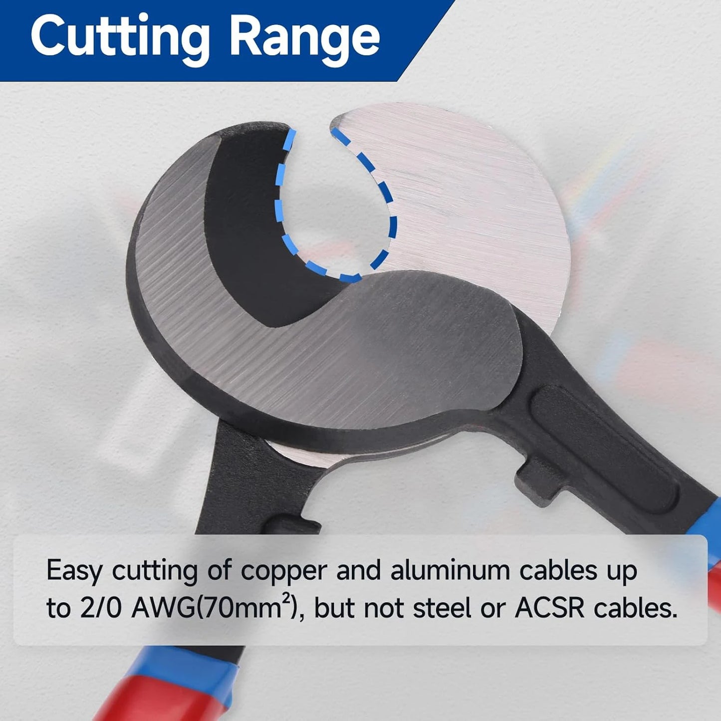 10 inches Cable Cutter,Heavy Duty Cable Cutting, High Leverage Cutter for Aluminum, Copper, Wire, Communications Cable