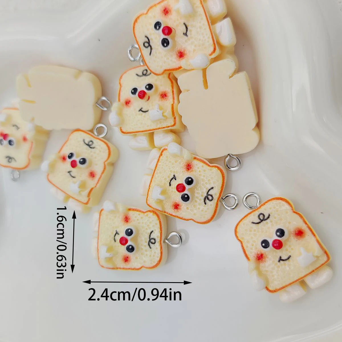 10 Pieces Yellow Toast Man Pendant Charms - DIY Resin Jewelry Making Kit for Necklace and Earrings