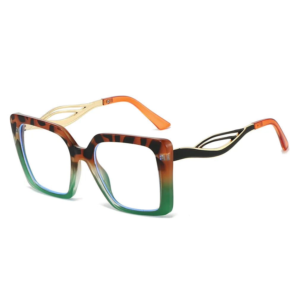 JNPCXI Retro Square Leopard Print Gradient Frame Women Sunglasses Ins Hollow Temple Design Men Casual Sun Glasses UV400