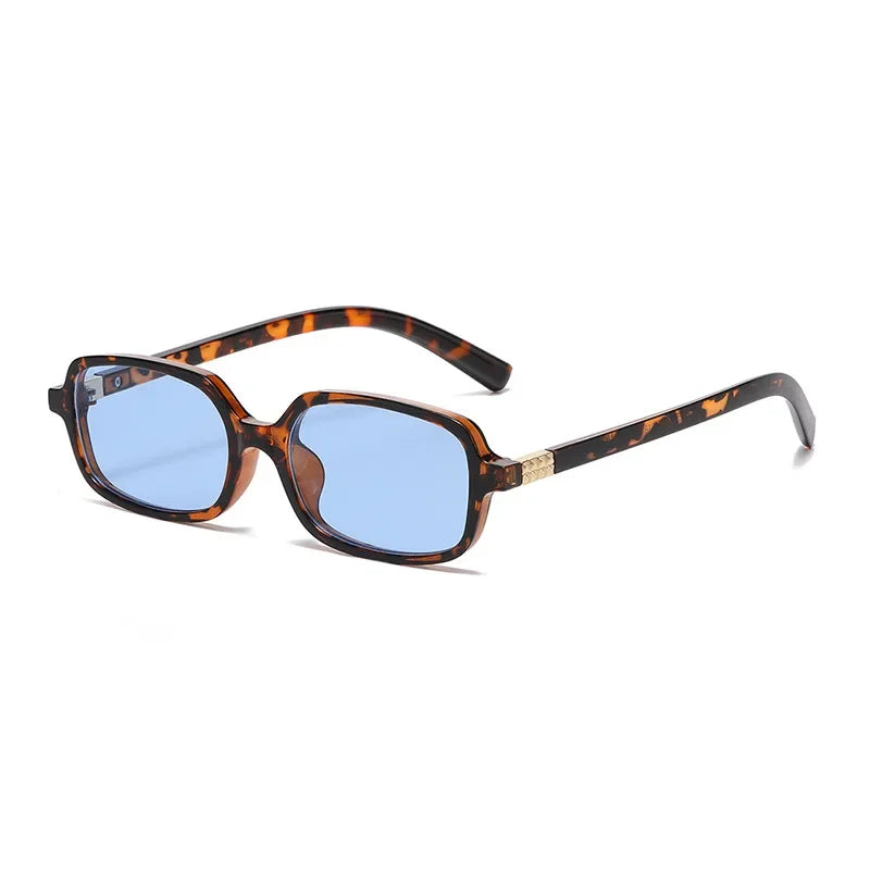 JNPCXI Fashion Women Small Rectangle Sunglasses Retro Leopard Shades UV400 Anti-Blue Light Glasses Frames