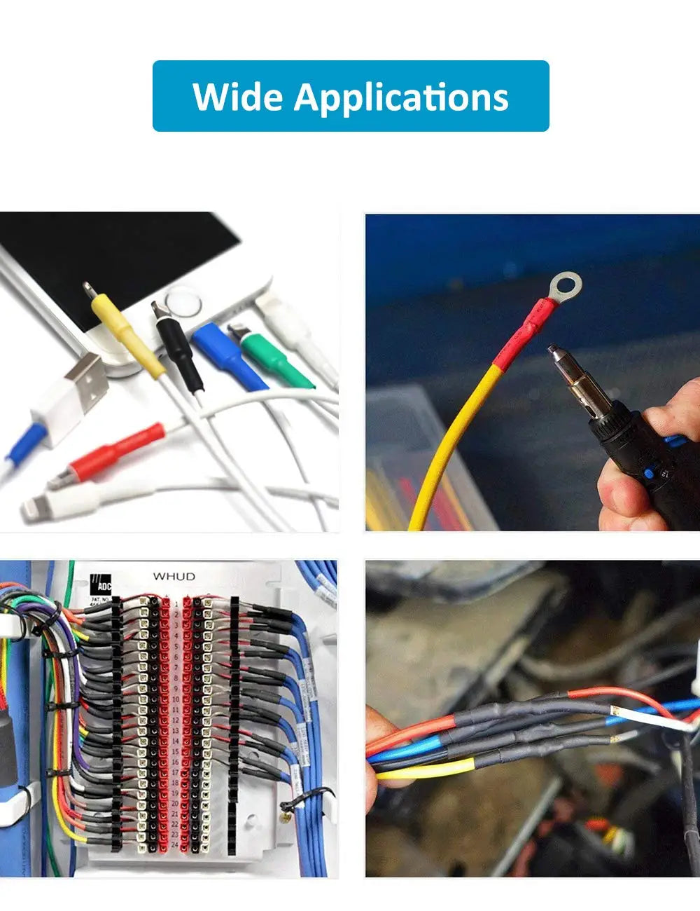 650pcs Heat Shrink Tubing Black innhom Heat Shrink Tube Wire Shrink Wrap UL Approved Ratio 2:1 Electrical Cable Wire Kit