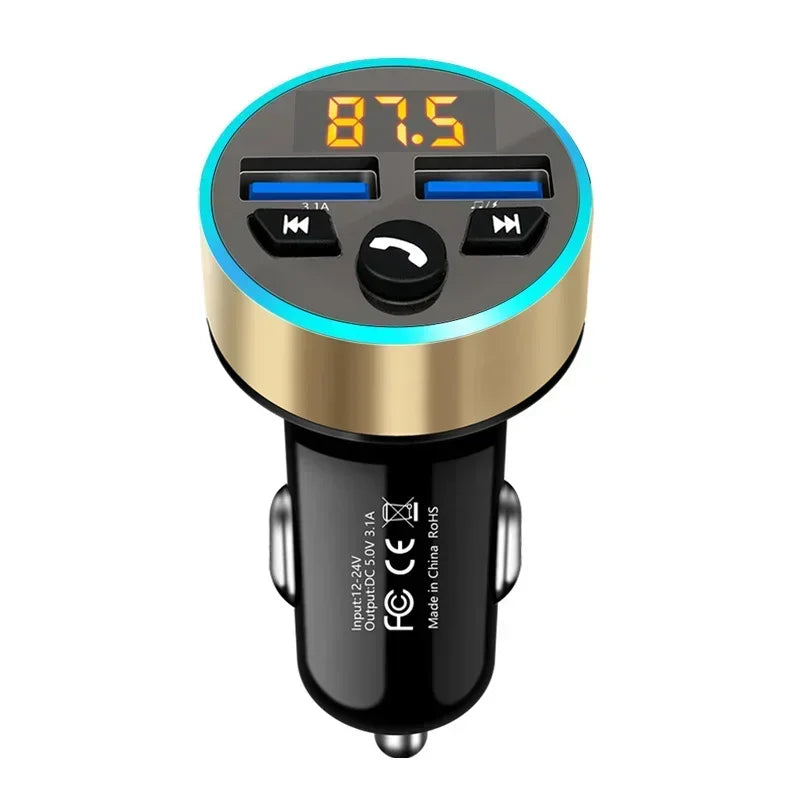 Car Cigarette Lighter Fm Transmitter Bluetooth Receiver Audio Quality MP3 Player Adapter Dual USB Fast Charger Smartphone Charge