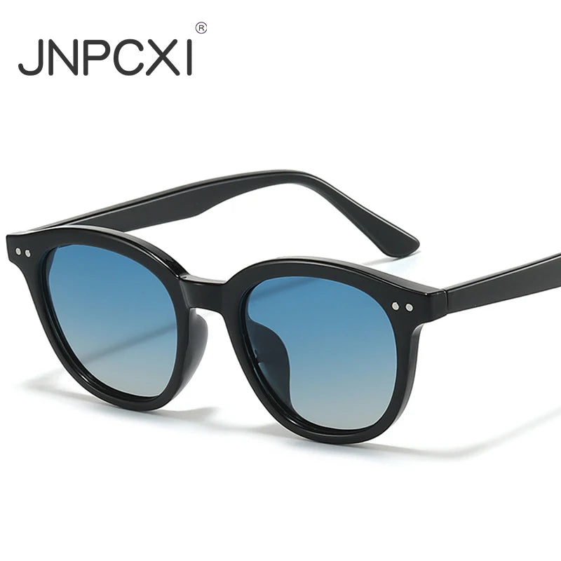 JNPCXI New Fashion Round Polarized Men Rivets Sunglasses Shades UV400 Retro Gradient Mirror Women Luxury Sun Glasses