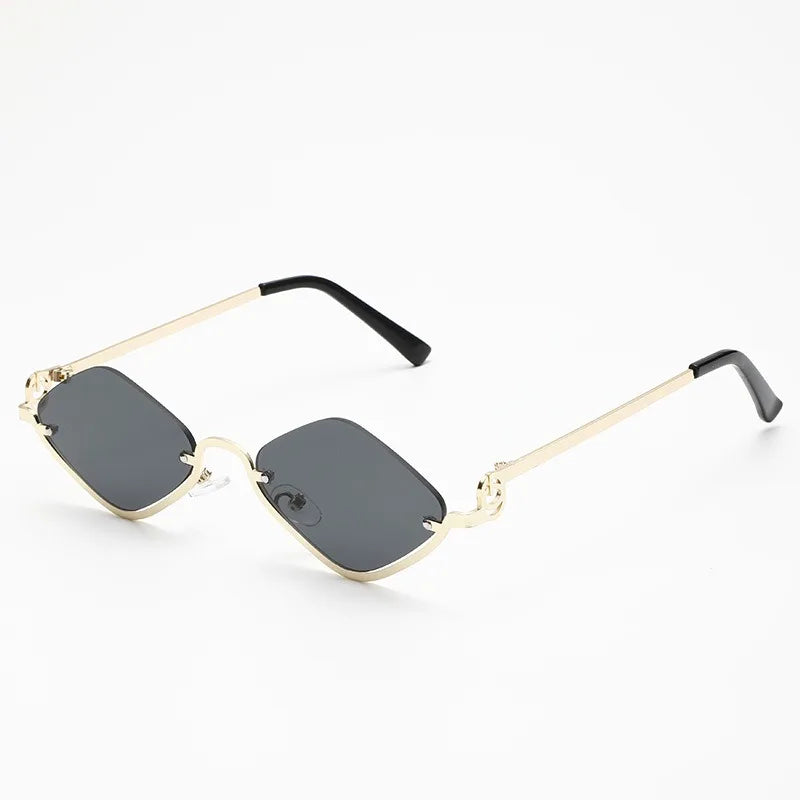 European and American Semi-Framed Retro Rhombus Sunglasses Punk Style Slim-Face Slimming Men's and Women's Shades