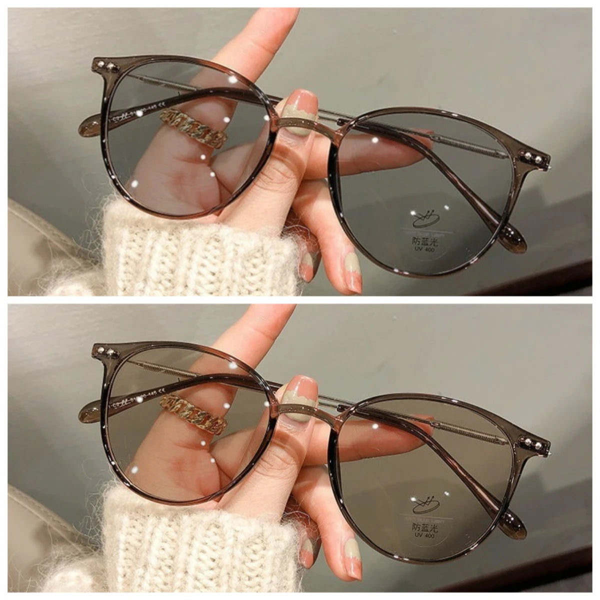 2PCS Photochromic Anti Radiation Metal Computer Glasses Anti Blue Light Eyeglasses for Women/Men