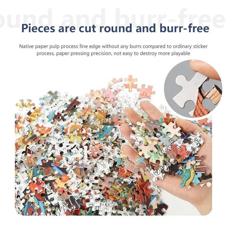 75*50cm Adult 1000PCS Paper Jigsaw Puzzle Stone Houses in The Woods Landscape Series Stress Relief Entertainment Children Toy
