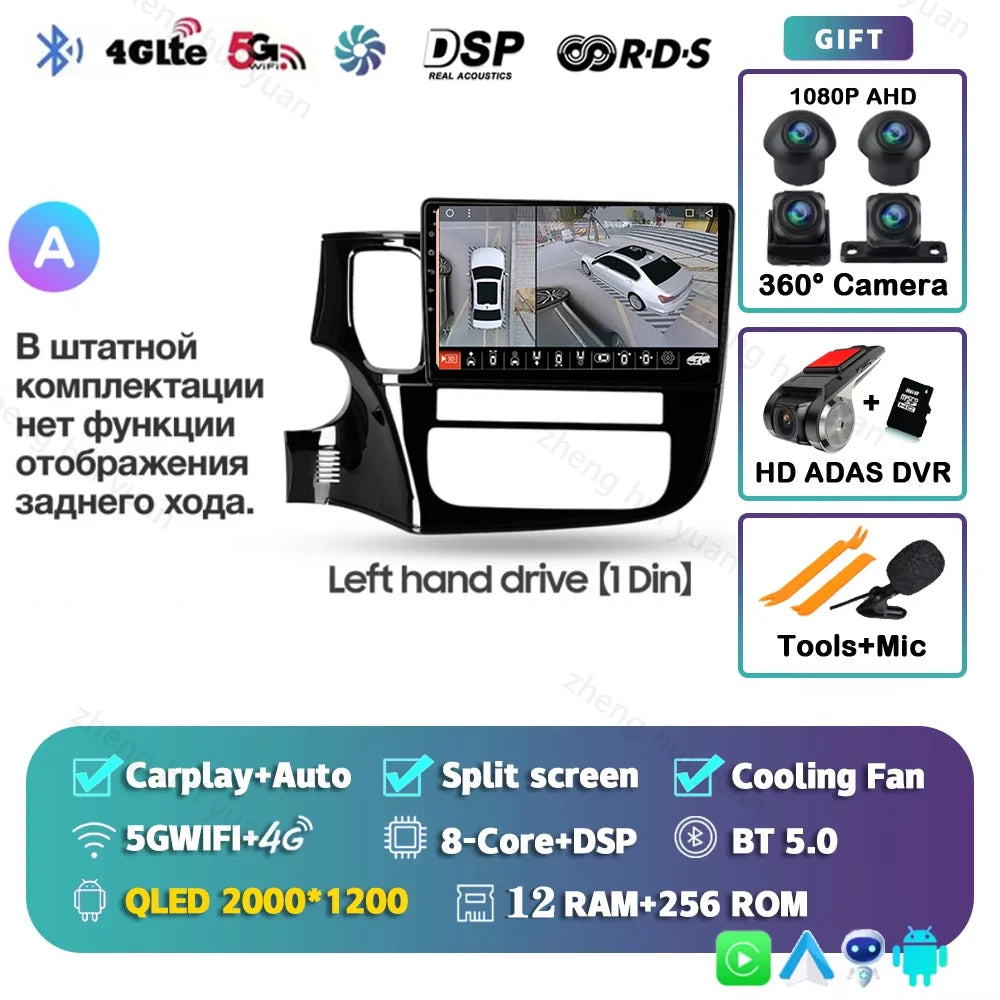 CarPlay Auto For Mitsubishi Outlander 3 GF0W GG0W 2012 - 2018 Left hand drive Car Radio Multimedia Video Player Navigation stere