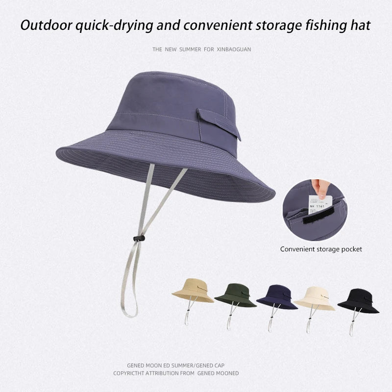 6153-New Spring and Summer Sun Hat for Men - Mountain Climbing and Camping Sun Protection Hat -Quick-Drying WideBrimFishermanHat