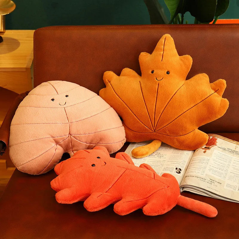 Creative Simulation Leaves Plush Hug Pillow Cartoon Maple Leaves Soft Stuffed Plant Soft Plushies Kids Toys for Girls Home Decor