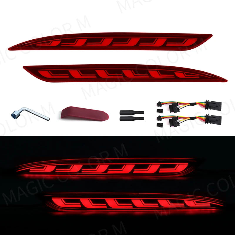 For Tesla Model 3 Model Y 2017 2018 2019 2020 2021 2022 Led Rear Bumper Reflector 3 Functions Brake Light Dynamic Turn Signal
