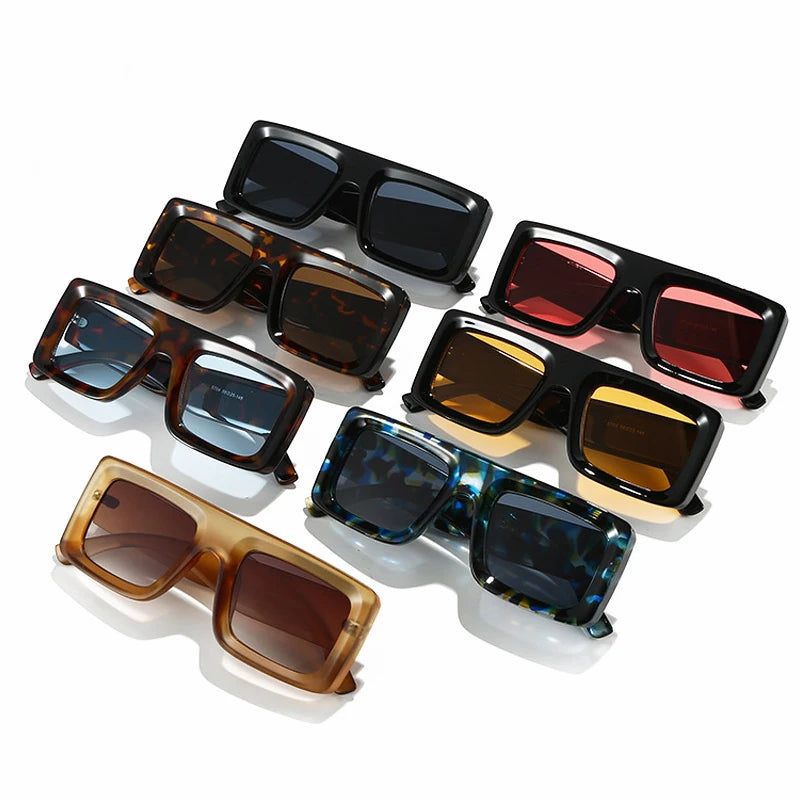 JNPCXI New Square Sunglasses Women Shades UV400 Retro Trending Rivets Men Gradient Sun Glasses