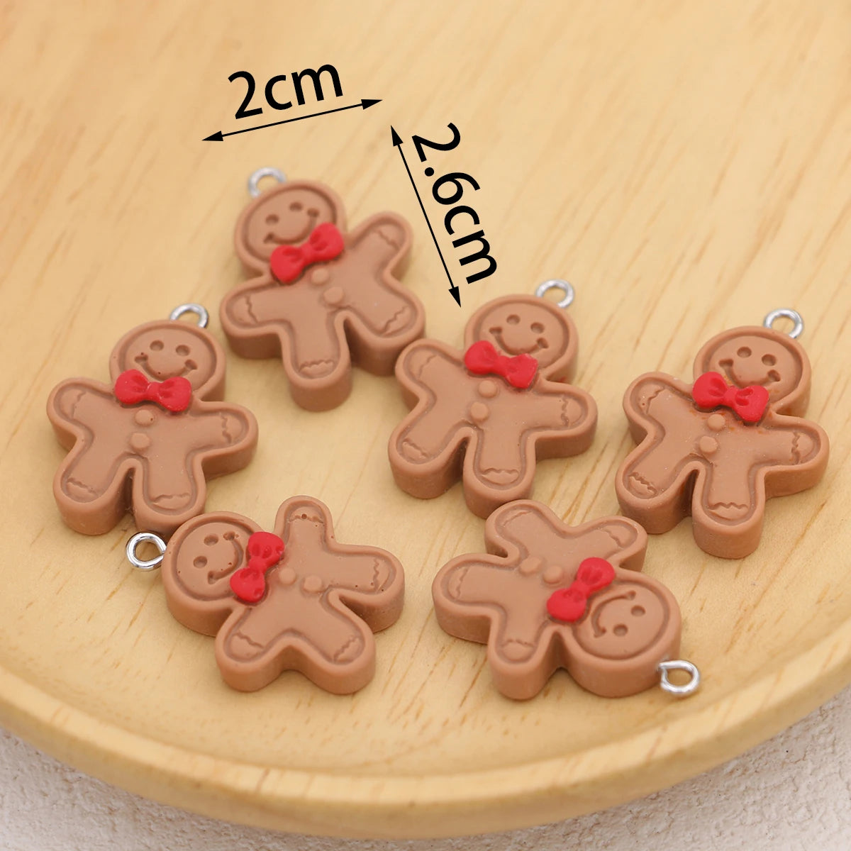 10pcs Cartoon Bow Gingerbread Decoration Christmas Pendants for DIY Jewelry, Necklace Bracelet Earrings Keychain Accessories