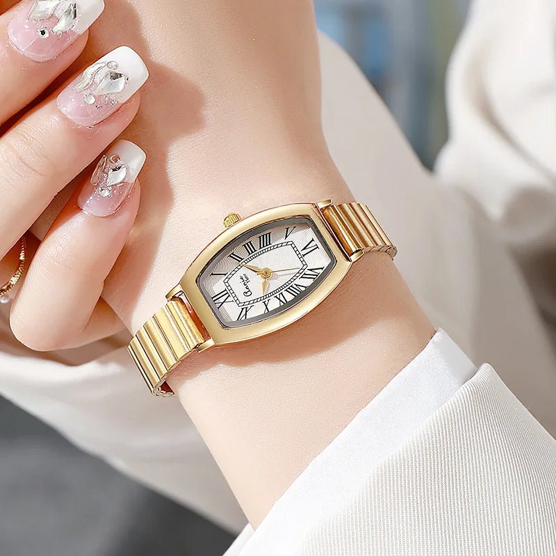 Fashion Barrel Shaped Women's Quartz Watch Classic Steel Strap Women's Quartz Wristwatch Relógio Feminino Reloj De Mujer