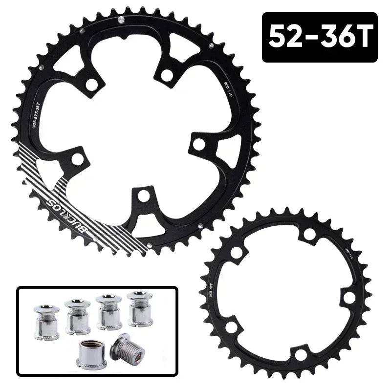 BUCKLOS 5 Bolts 110BCD Road Bike Chainring Lightweight Bicycle Crown 50-34T 52-36T 53-39T for Shimano Sram Crankset