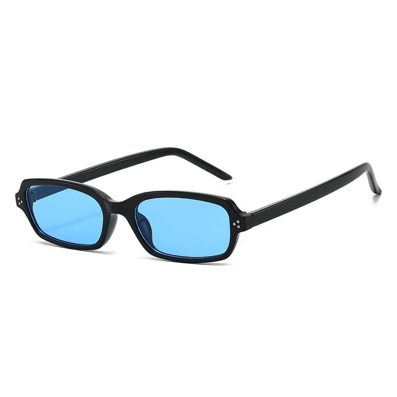 JNPCXI New Ins Popular Small Rectangle Sunglasses Fashion Candy Color Women UV400 Retro Rivets Men Clear Lens Frame