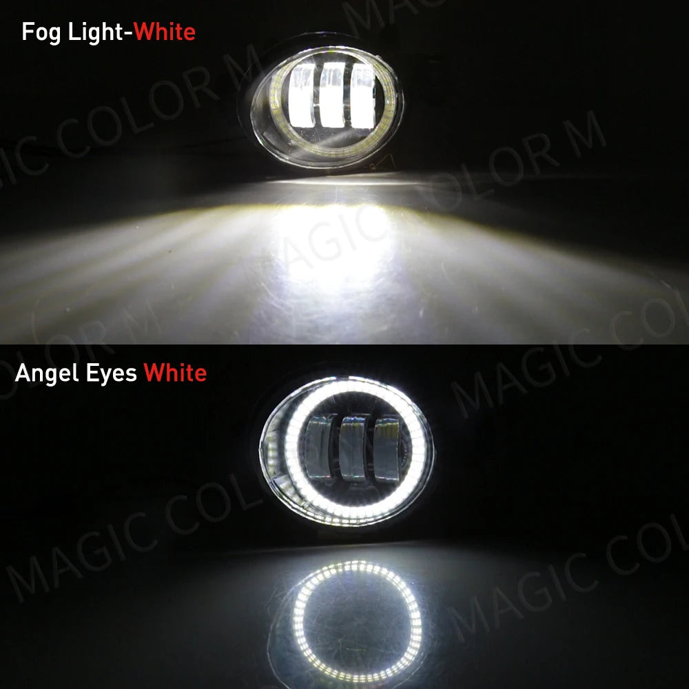 2 X Angel Eye Fog Light Assembly For Nissan X-Trail Rogue T32 2014 2015 2016 Car LED Lens Fog Daytime Running Lamp DRL H11 12V