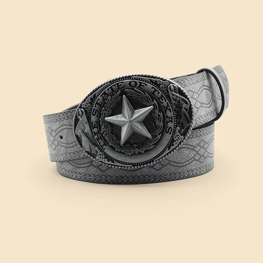 Grey Street Punk Belt, Retro Printed Casual Belt, Classic Denim Decoration