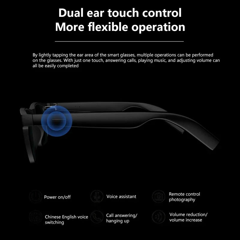 Lenovo 2026 NEW Smart Glasses for Adult Bluetooth Touch Photo Camera Voice Assistant Translator Recording Remote Control