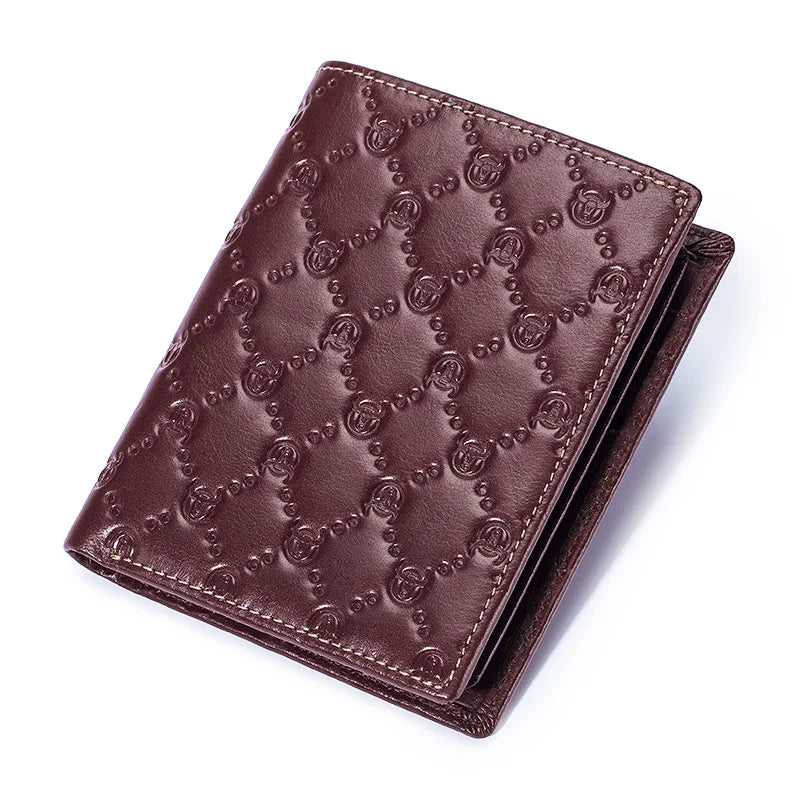 BULLCAPTAIN New Leather Men's Wallet Fashion Creative Pattern Wallet Small Mini Card Holder RFID Wallet Men 0204H