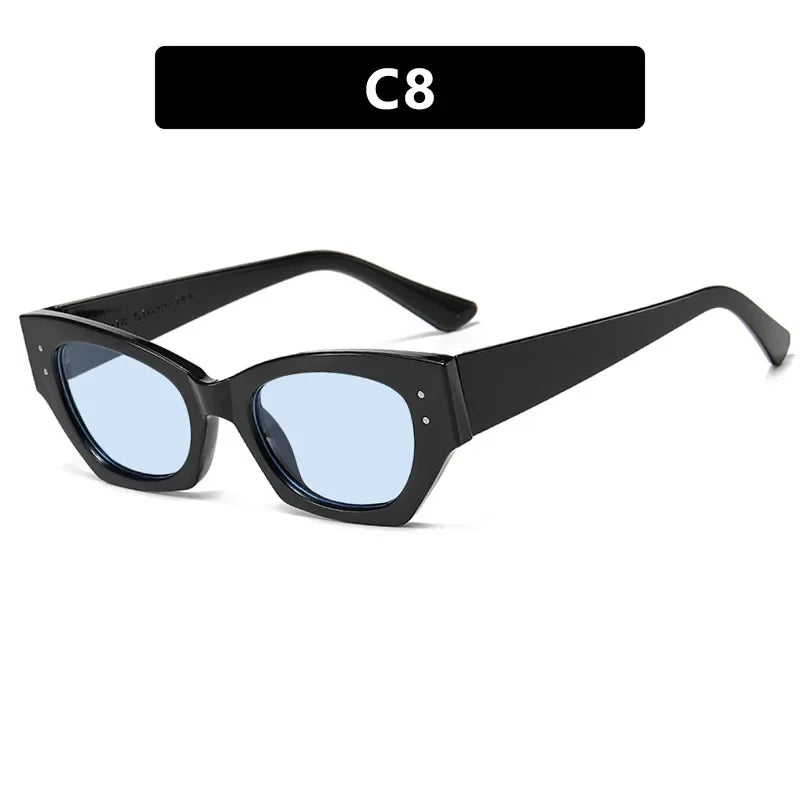 JNPCXI New Cat Eye Women Sunglasses Rice Nail Fashion Jelly White Color Shades UV400 Men Trending Gradient Sun Glasses