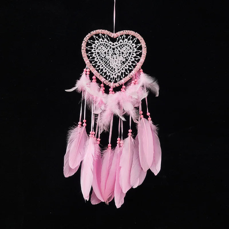 Valentine Bohemian Dream Catcher Handcrafted Wall Hanging Feather Wind Chime Pendant Perfect Gift for Spiritual & Boho Lovers