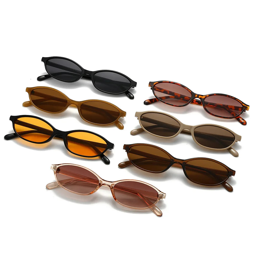 JNPCXI Retro Small Oval Sunglasses Women Fashion Retro Green Gradient Shades UV400 Men Trending Round Rivets Sun Glasses