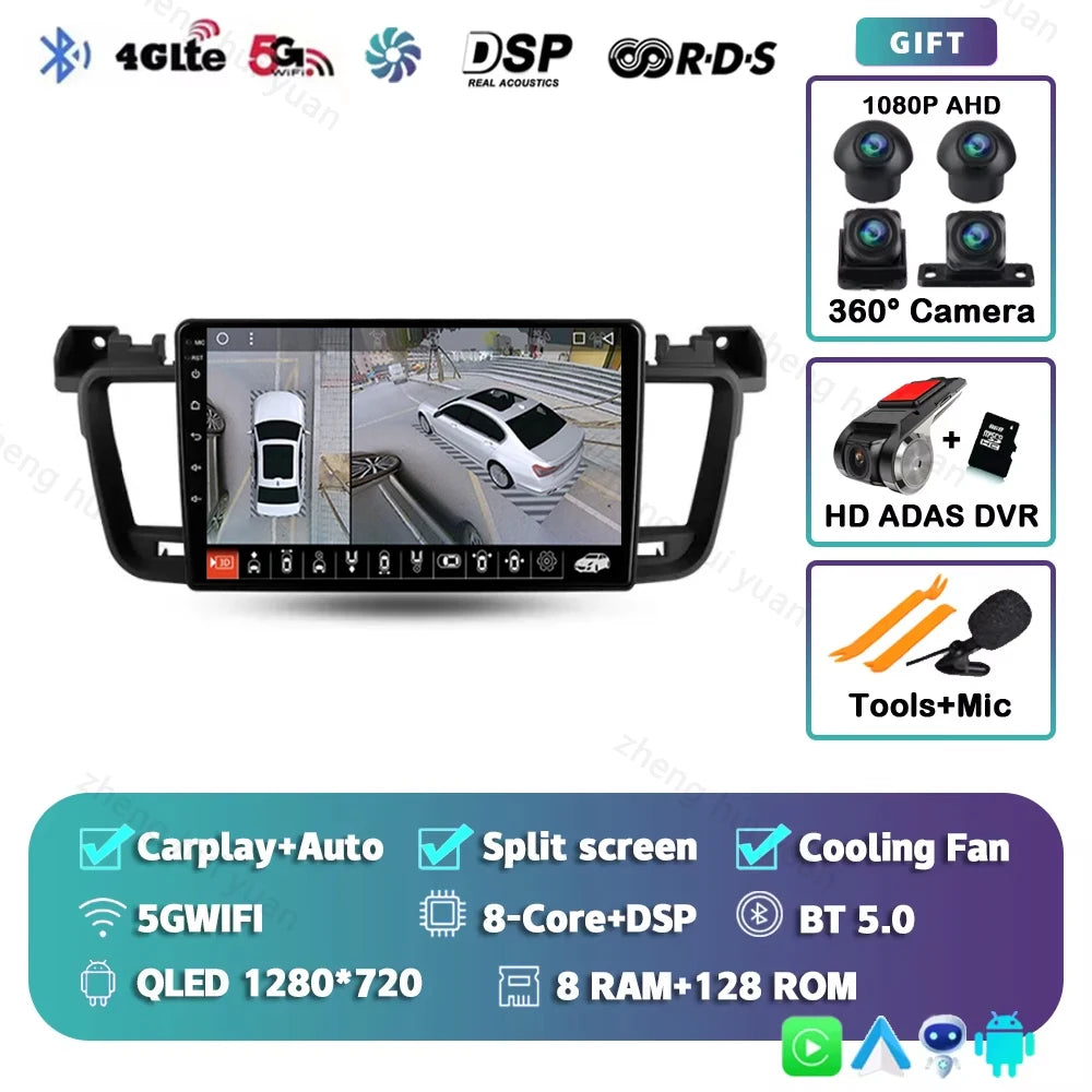 For Peugeot 508 2011 - 2018 Android 15 12+256GB CarPlay Auto Car Radio Multimedia Video Player GPS stereo Head Unit 4G WIFI