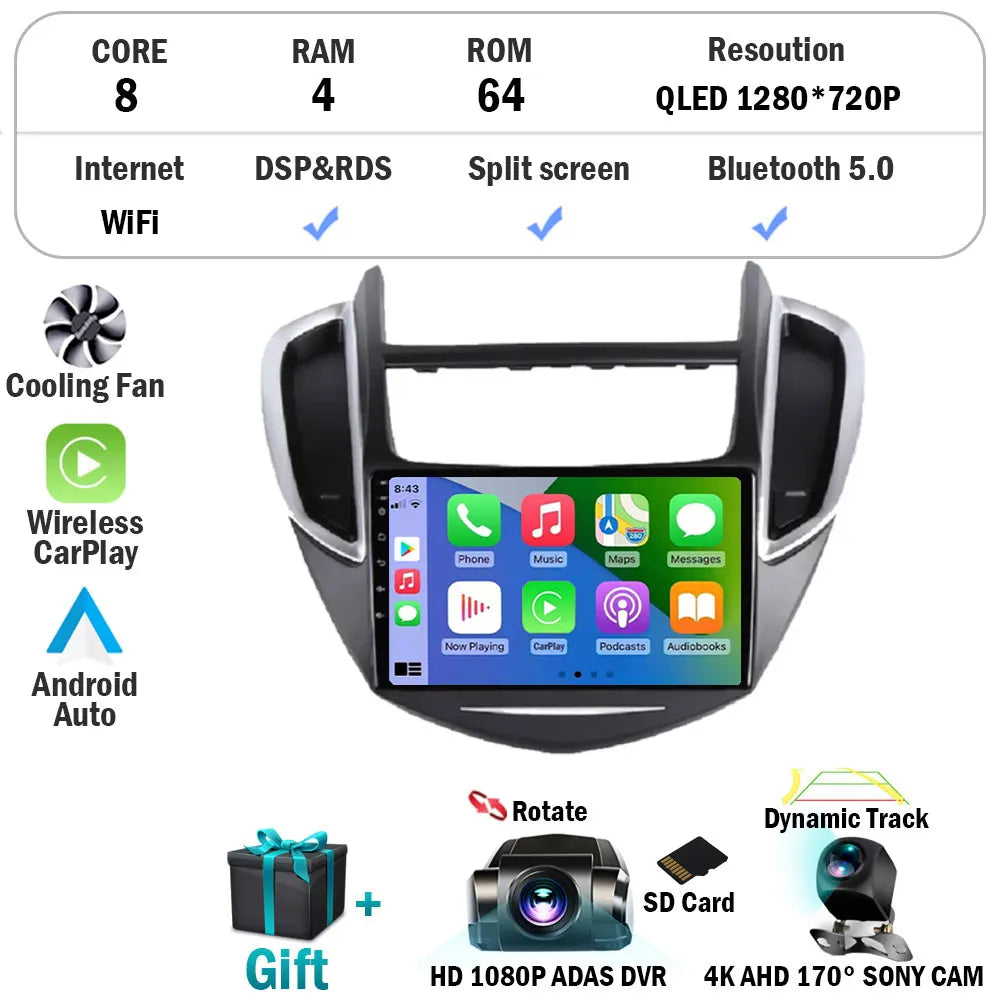 Androd 15 For Chevrolet Tracker 3 TRAX 2013 - 2015 Auto Carplay Bluetooth Car Radio Multimedia Video Player Navigation GPS