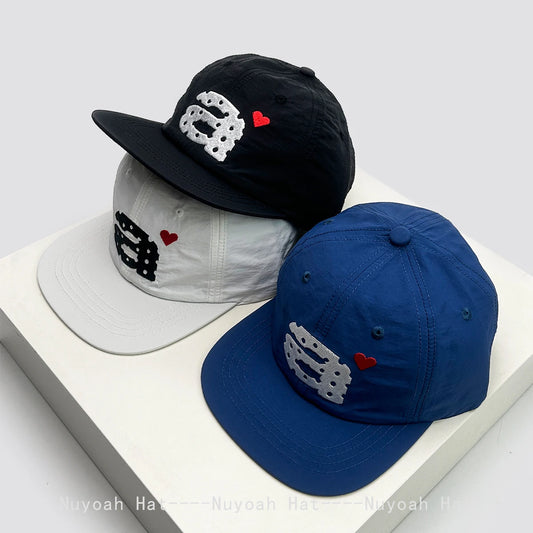 New Men Women Korean Embroidered a Letter Love Baseball Hats Sunshade Flat Eave Personal Quick-dry Peaked Caps Versatile Casual