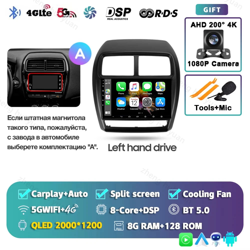 For Mitsubishi ASX 1 2016 - 2023 Android 15 CarPlay Auto Car Radio Multimedia Video Player Navigation stereo GPS carplay+auto