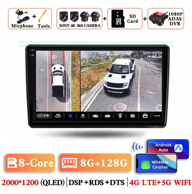 Universal 9" Car Radio for Nissan Honda Toyota Lada Volkswagen Hyundai Android 15 Wireless Carplay Multimedia Player Stereo GPS