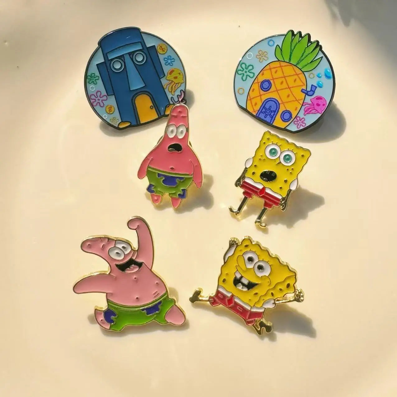 6pcs Anime Cute Enamel Pins Set Captain Eugene H. Armor Abs Krabs Star Brooch Badge for Backpack Collar Lapel - Cute Jewelry
