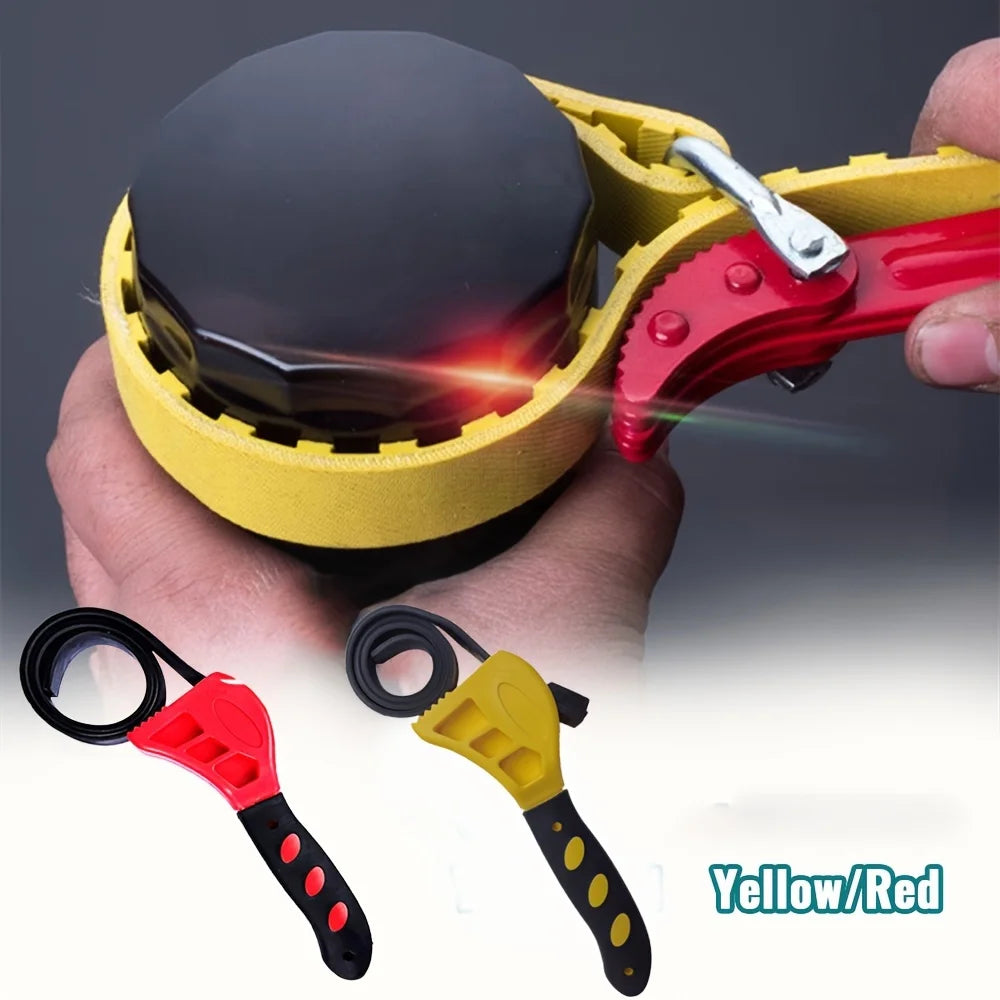 6inch Belt Wrench Oil Filter Puller Strap Spanner Chain Wrench Strap Opener, Adjustable Disassembly Tool