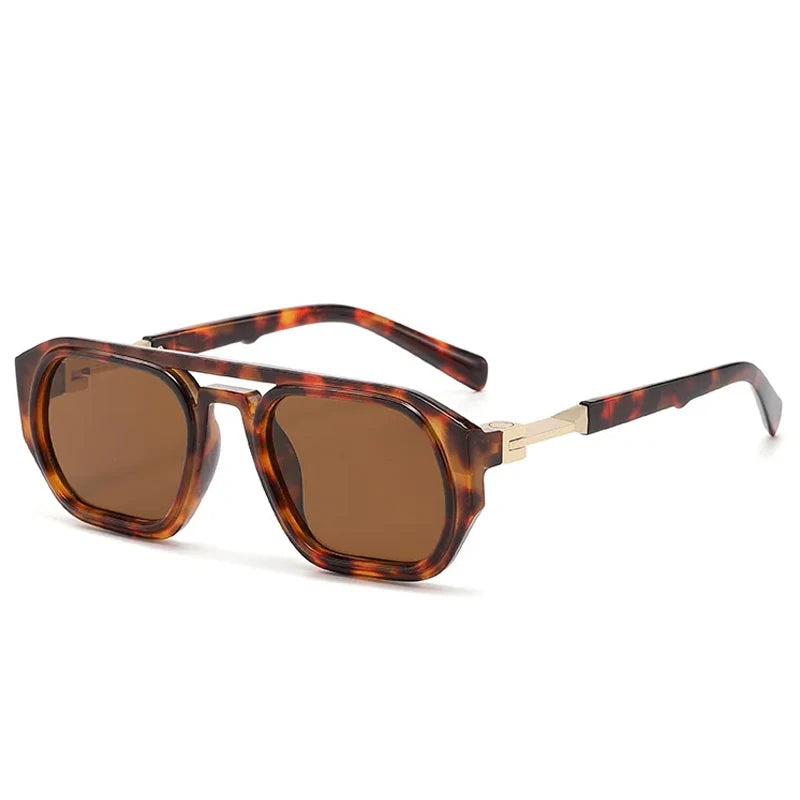 JNPCXI Retro Polygon Square Double Bridges Women Sunglasses Shades UV400 Fashion Clear Gradient Lens Men Trending Frame