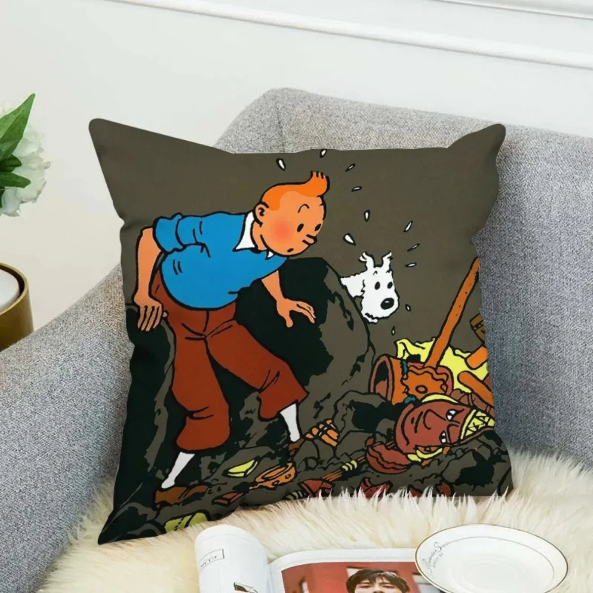 Anime Tintin Cushion Cover Pillowcases Home Decor Decorative Pillows for Sofa M3
