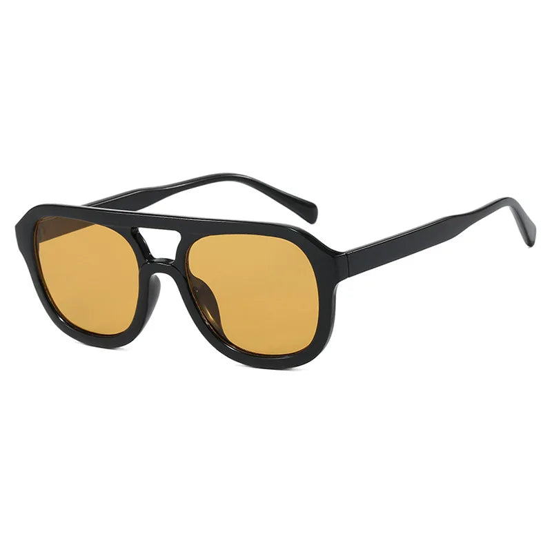 JNPCXI Double Bridges Square Women Sunglasses Fashion Black Orange Frame Men Retro Punk Sun Glasses Shades UV400