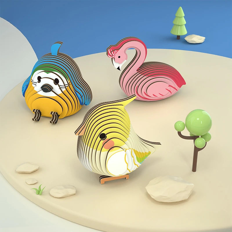Multisize Children's Educational Paper Jigsaw Puzzle 3D Bird&Swan Series Small Animal Blocks DIY Handmade Toys Christmas Gift