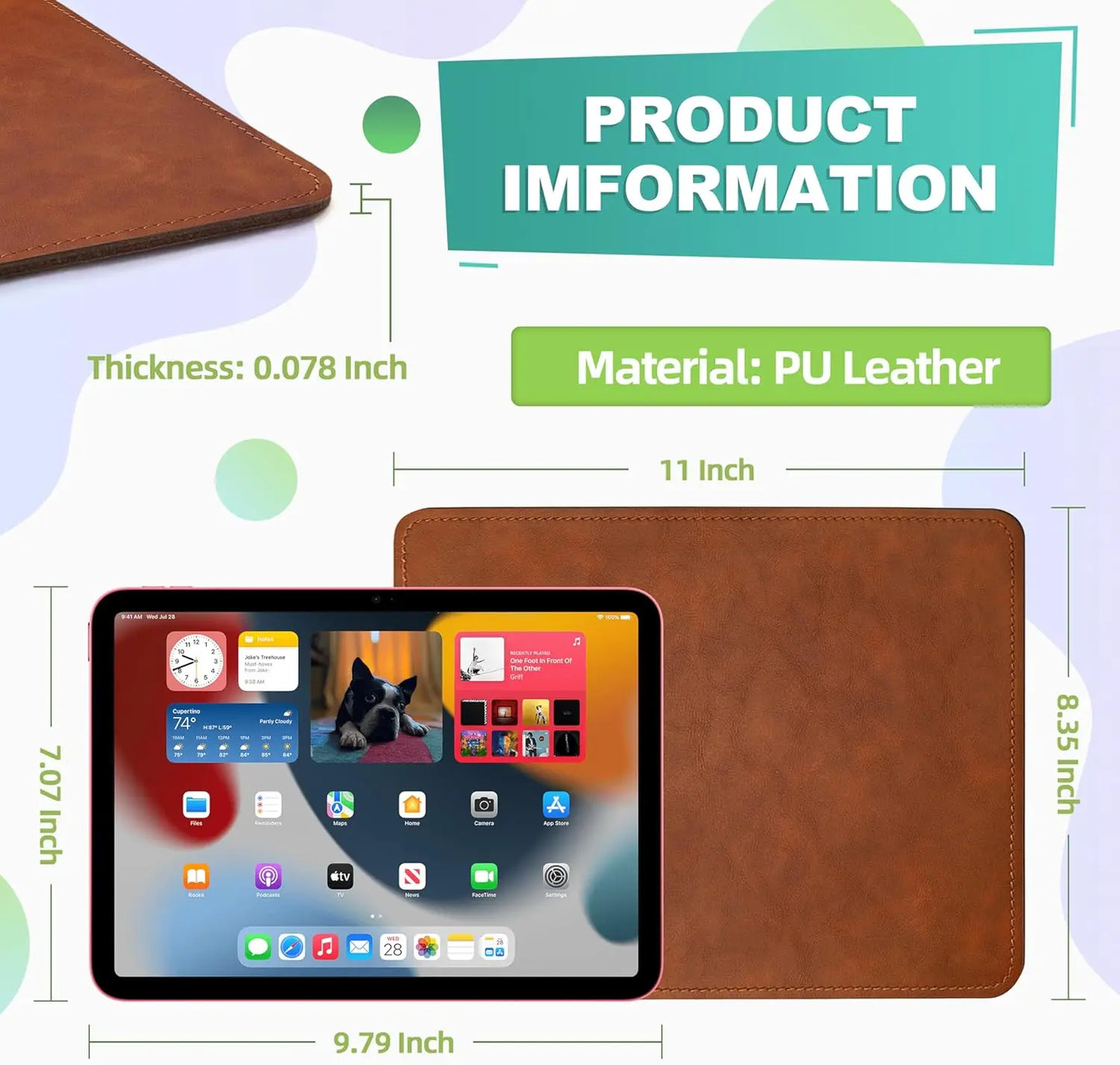 2pack Leather Mouse Pad with Stitched Edge for Laptop Computer PC Personality Desings Office Mouse Mat Pad 20X25CM