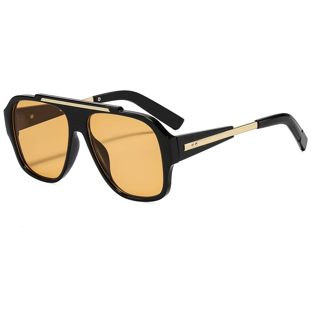 JNPCXI New Fashion Rivets Square Women Sunglasses Shades UV400 Retro Trending Gradient Men Punk Yellow Sun Glasses