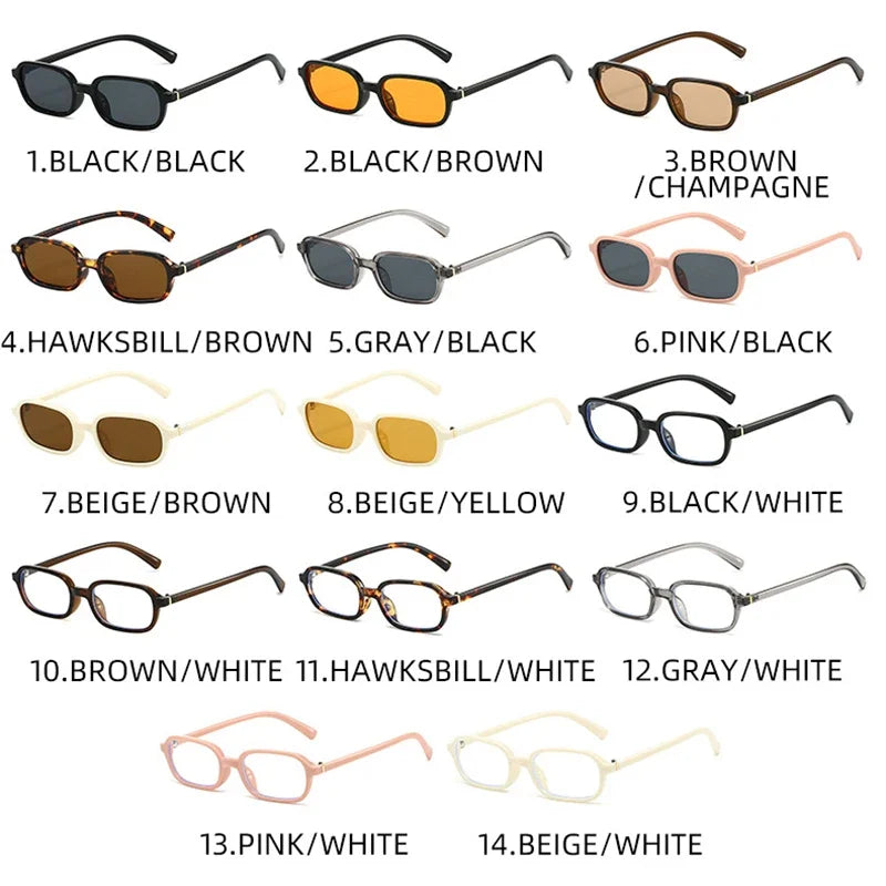 JNPCXI New Vintage Small Rectangle Sunglasses Women Shades UV400 Fashion Men Sun Glasses Clear Lens Frame